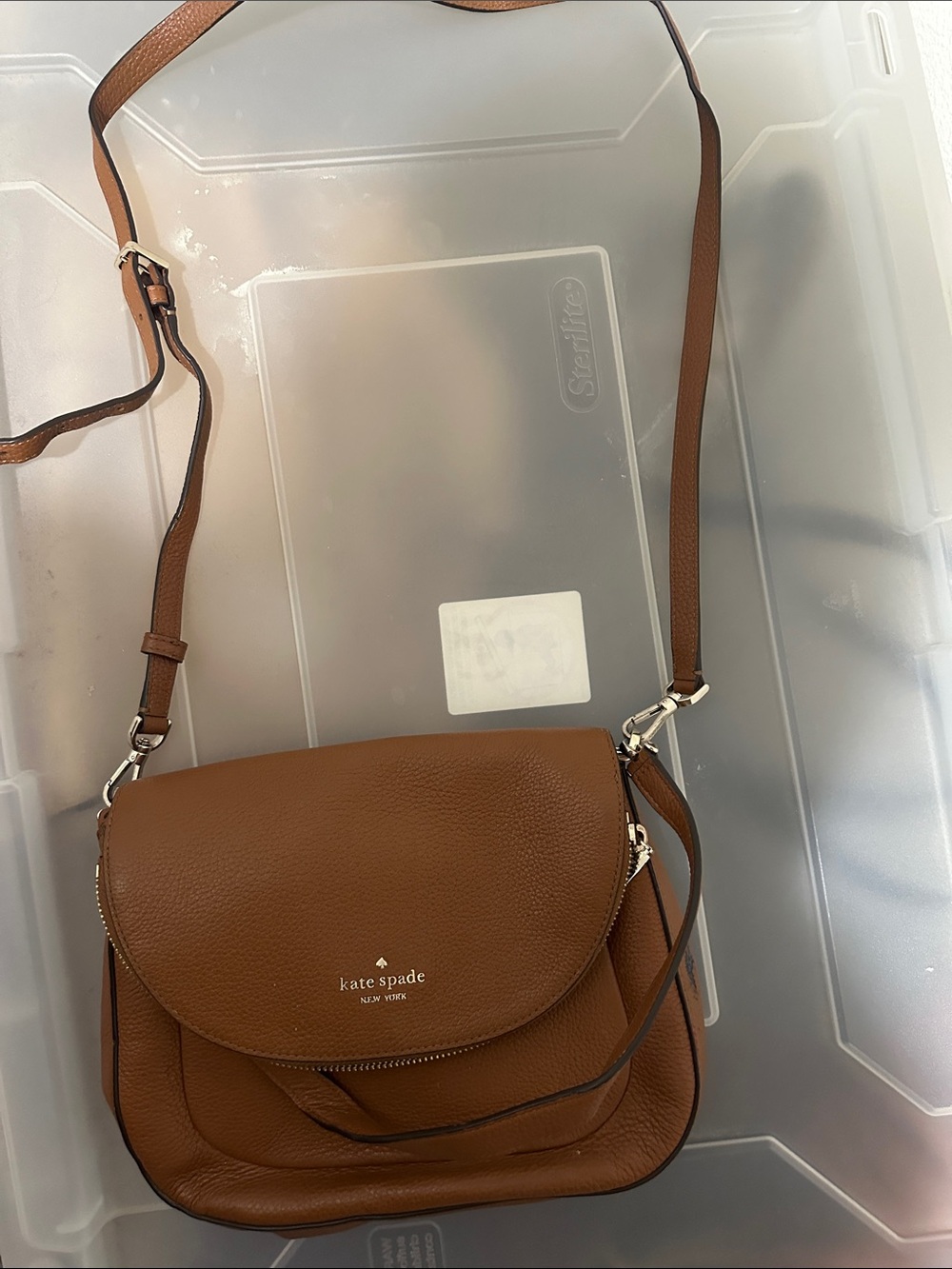 kate spade Tan Brown Pebbled Leather Crossbody Bag